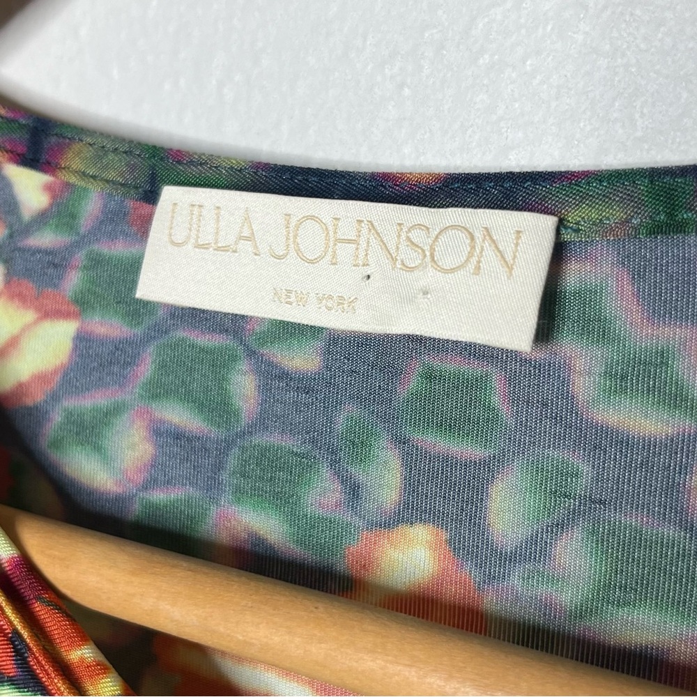 Ulla Johnson Evergreen Floral Mixed Print Ricci Long Sleeve Printed Jersey Top - Picture 11 of 11